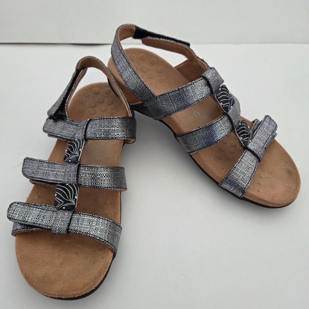 Vionic Amber Metallic Silver Adjustable Backstrap… - image 1